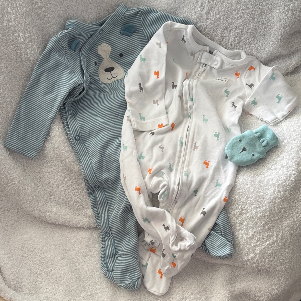 Carter's Blue and White Baby Footies